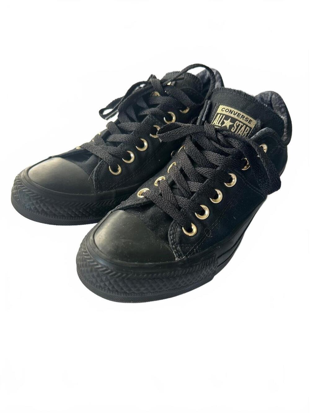 Converse All Star Black and Gold Low-Top Sneakers Size 5